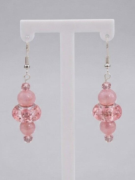 Handmade Jewelry - Rose Quartz Dangle Earrings